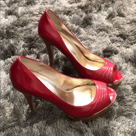 Bakers Red Open Toe Hills - Picture 1 of 4